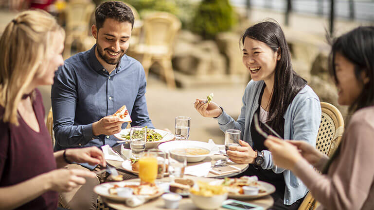 A group of people having lunch